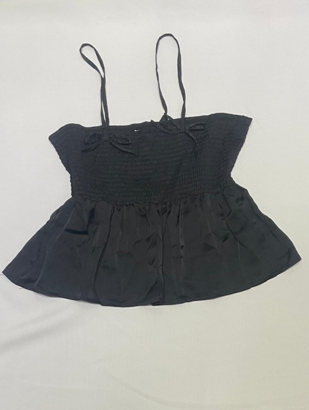 Elegant Black Smocked Women's Top - Picture 2 of 6